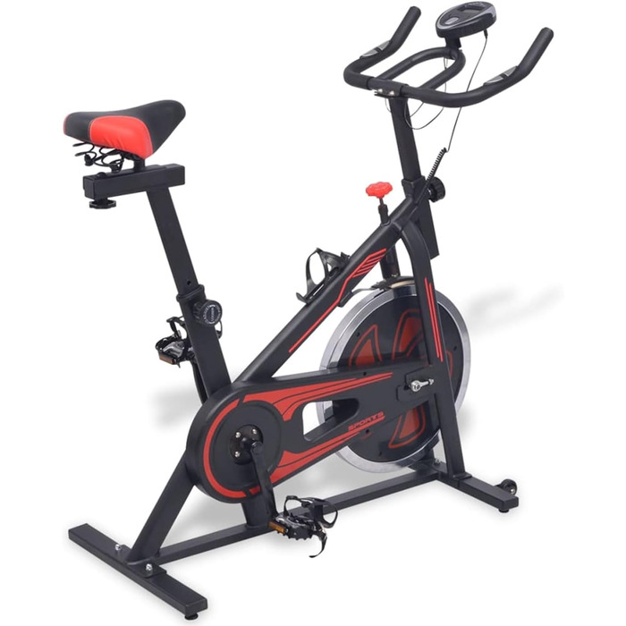 Шерстічний велотренажер з пульсометром, Beintrainer, Ergometer Heimtrainer, Pedaltrainer, Excercise Bike, обладнання для кардіотренувань, чорно-червоний