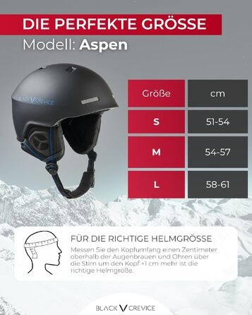 Шолом гірськолижний та для сноуборду BLACK CREVICE Aspen, легкий Inmould, регулювання RFS, розмір S (51-54 см), чорний