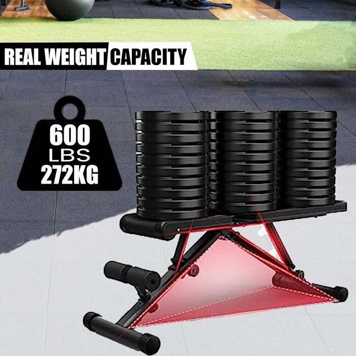 Складана універсальна лавка для жиму Max Strength, регульований кут, м'яке сидіння, для дому та спортзалу, чорна