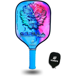 Ракетка для піклболу ZCEBRA Gorilla Pro Rainbow, графітова, 16 мм, поліпропіленовий стільниковий сердечник, текстурована поверхня, чохол неопрений