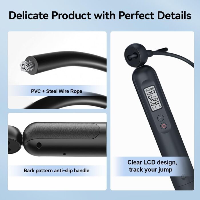 Скакалка Fitdays з лічильником, розумний вантажний канат для тренувань, регульований канат для початківців та професіоналів, Jump Rope з аналізом даних через APP, підрахунок калорій