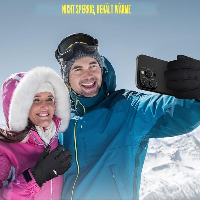 Зимові рукавички для катання на лижах та велосипеді, водонепроникні, теплі, чорні, для чоловіків та жінок