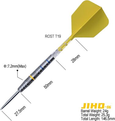 Дартс-набір CUESOUL JIHO S1-S8, 90% вольфрам, сталева вістря, 21/22/23 г, уніфікований ROST T19 Flight