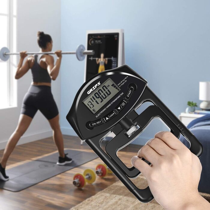 Цифровий ручний динамометр GRIPX для вимірювання сили хвата, електронний, 90 кг / 198 lbs, чорний