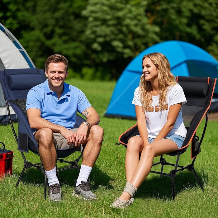 Складний туристичний стільчик Hochlehner з підголівником, 150 кг, чорний