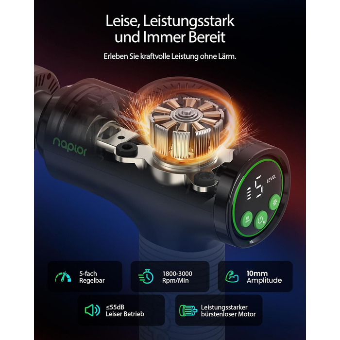 Масажер для тіла з охолодженням та підігрівом, тихий масаж глибоких м'язів проти болю в шиї та спині, LCD дисплей, ергономічний ручний масажер для дому та фітнесу, з сумкою