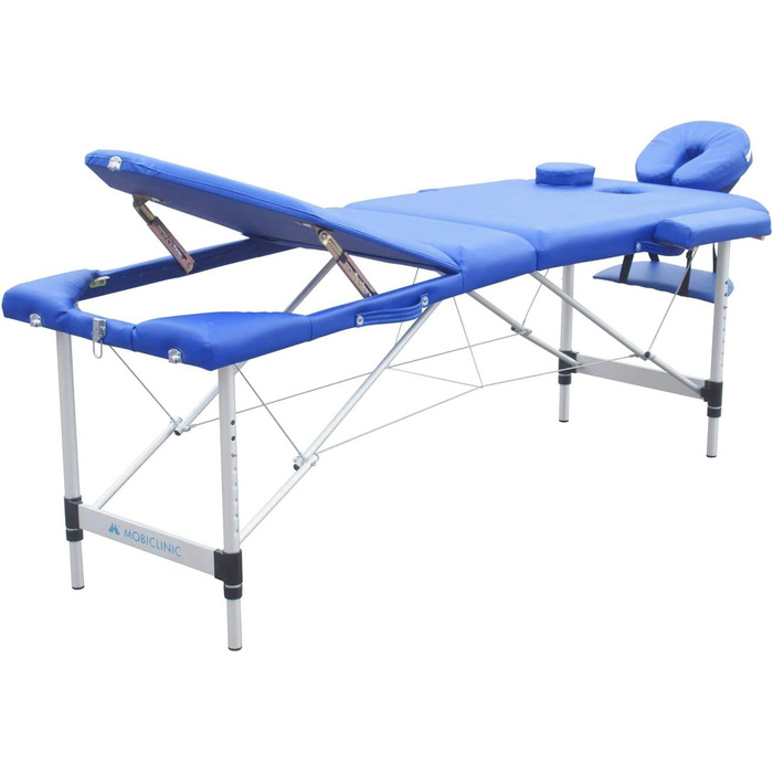 Складний масажний стіл Mobiclinic CA-01 Plus 186x60 см, алюміній, екошкіра, з підголівником, 3-секційний, для фізіотерапії, європейський бренд, регульована висота, портативний