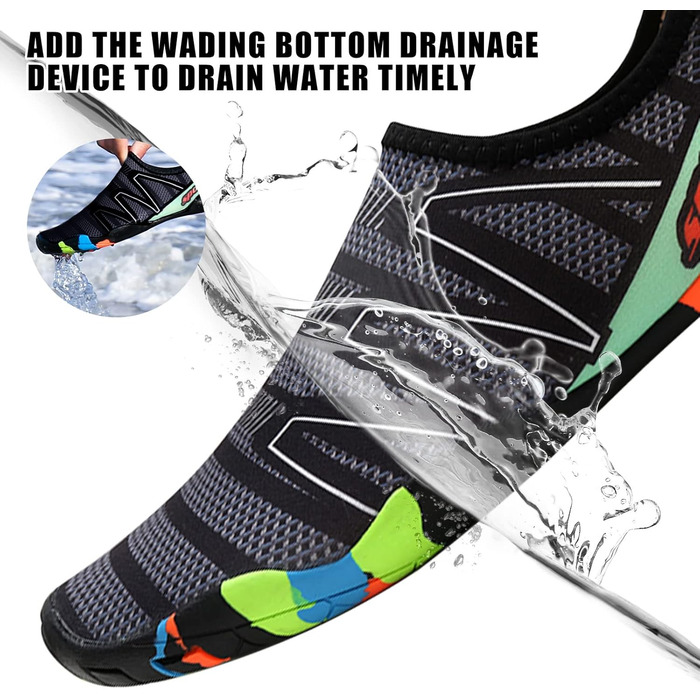 Водні черевики для жінок та чоловіків Tolaler: товсті, неслизькі, швидковисихаючі, міцні та довговічні. Ідеальні для пляжу, подорожей та плавання. Розмір 42 EU A 03