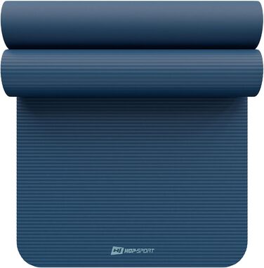 Килимок для гімнастики Hop-Sport 190 x 80 x 1,5 см, фітнес-килимок з NBR-піни, з ремінком (OCEAN BLUE)