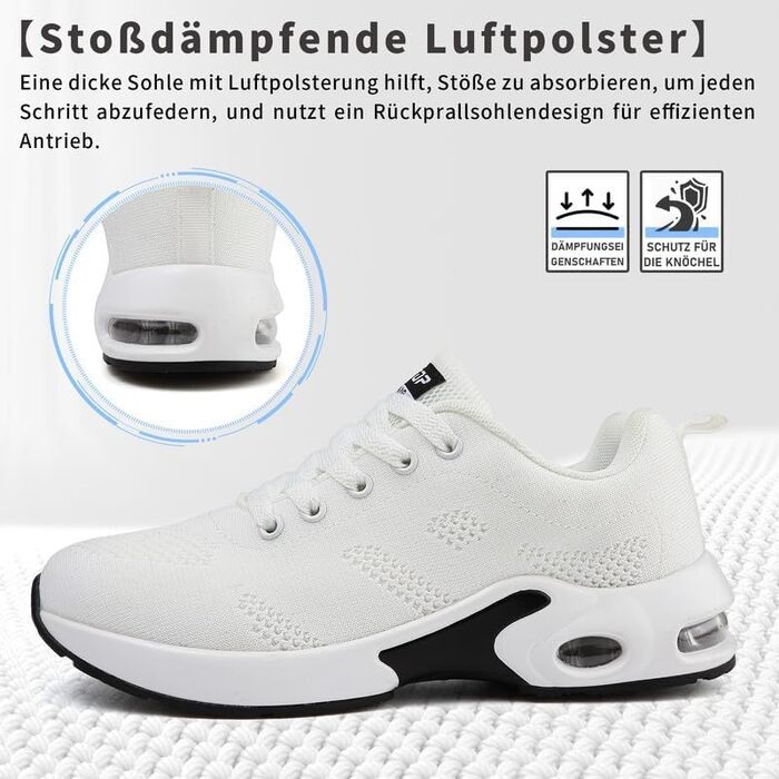 Жіночі кросівки для бігу та ходьби: дихаючі, з амортизацією, антиковзаючі, для залу та вулиці, білі, 37 EU