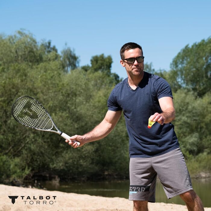 Набір для спід-бадмінтону Talbot-Torro Speed 7700: 2 графіт-композитні ракетки, 6 вітростійких воланів, LED, лінії корту, рюкзак