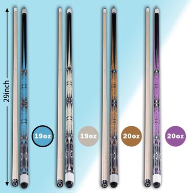 Більярдний кий 19oz з наконечником 13mm, 1/2 Maple, для чоловіків та жінок. Чорний або білий, більярдний кий для пулу