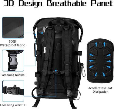 Водонепроникний рюкзак Dry Bag 35L для каякінгу та рафтингу (Чорний)