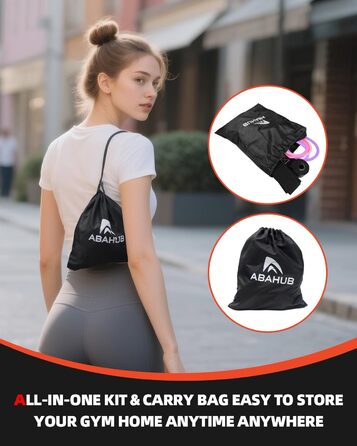 Набір еластичних стрічок Abahub для фітнесу з дверним кріпленням, ручками та петлею для ніг – для тренувань всього тіла, домашній спортзал, ідеально для початківців та досвідчених (Рожевий, 100LB)