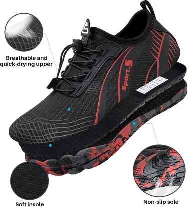 Легкі шкарпеткові кросівки IceUnicorn для чоловіків та жінок. Шкарпетки-кросівки, аквашузи, фітнес-кросівки, пляжні та плавальні кросівки. Розмір 43 EU, чорний колір.