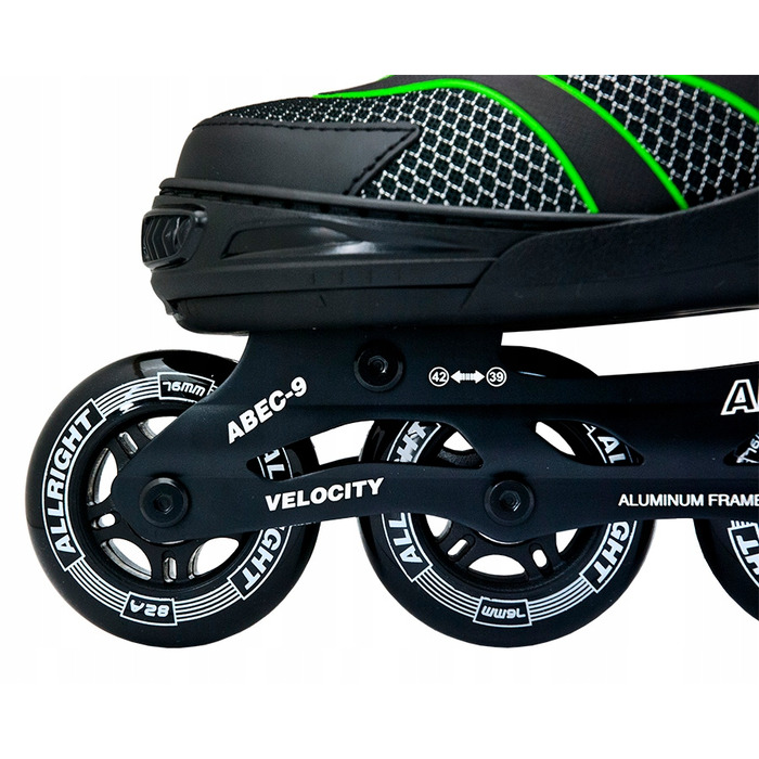 Ролики регульовані Allright Velocity, чорно-зелені, р. 39-42