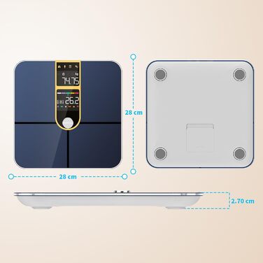 Розумні ваги Healthkeep Bluetooth з подвійним VA-дисплеєм, ITO-покриттям, вимірюванням 16 показників тіла і пульсу, додатком для Android/iOS, до 180 кг, золоті