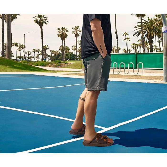 Чоловічі спортивні сандалі KuaiLu з м'якою устілкою, літні шльопанці на липучці, коричневі, 44 EU