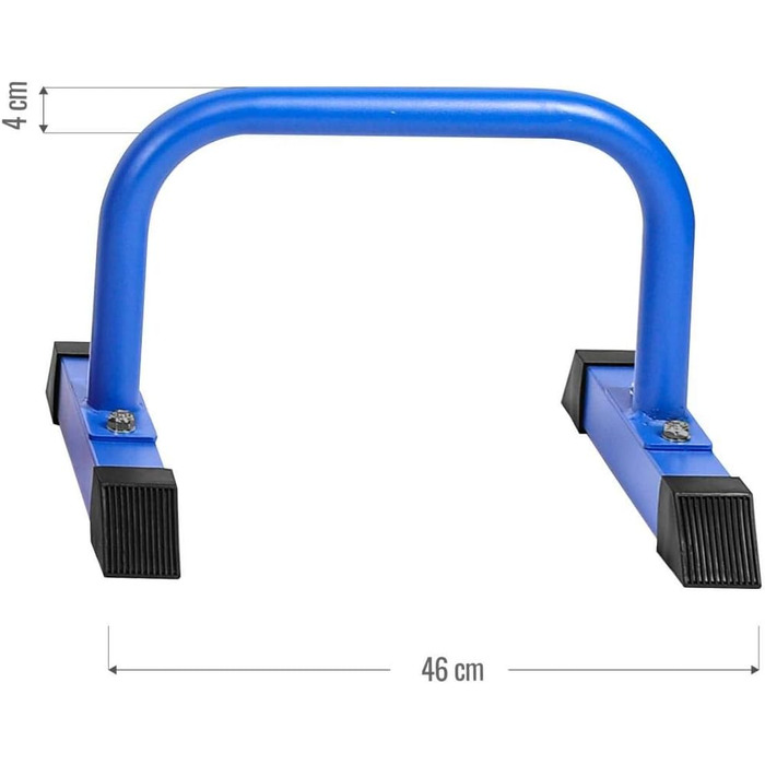 Паралети для фітнесу GORILLA SPORTS, низькі, набір 2 шт., 46x39x30 см, до 200 кг, нековзні, сталь, бруси для віджимань, дипів і стійки на руках, сині, для кросфіту та каллістеніки