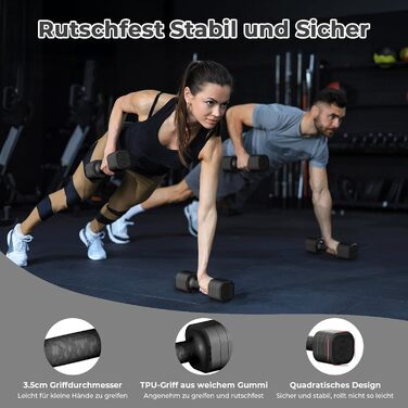 Набір гантелей Dripex регульовані 5 кг x2 або 2.5 кг x2, 6 шматків з регулюванням ваги 0.5 кг/0.25 кг (чорний)