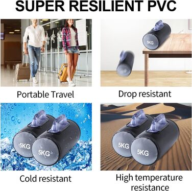 Гідравлічні гантелі Deiris, набір для заповнення водою, вага до 14 кг/пара, для силових тренувань та фітнесу (Чорний: пара 10 кг)