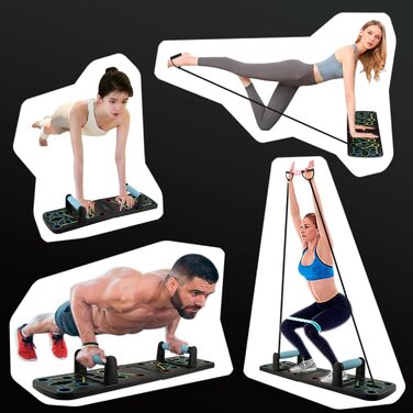 Дошка для віджимань Push Up Board 17 в 1, складана, чорна з еластичним тросом