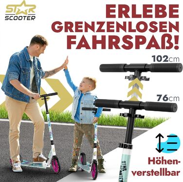 Алюмінієвий самокат STAR SCOOTER 205 мм для дітей і дорослих, великий XXL майданчик, для хлопців і дівчат від 6 років, міський ролер