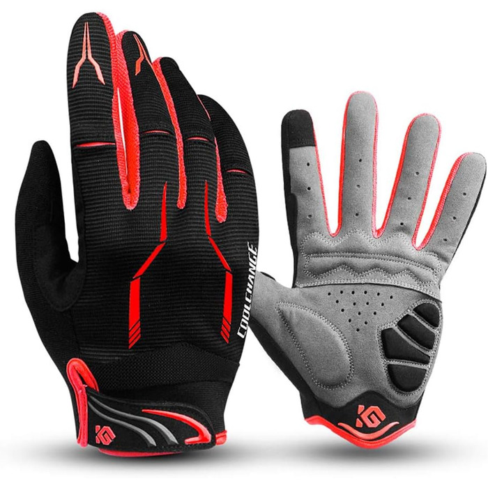 Велосипедні рукавички Vollfinger для чоловіків та жінок з сенсорним екраном, MTB, з гелевою підкладкою, червоні, XL