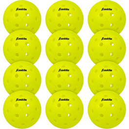 Піклбол м’ячі Franklin Sports X-40 для вулиці, жовті, 12 шт, сертифіковані USAPA, офіційні для US Open