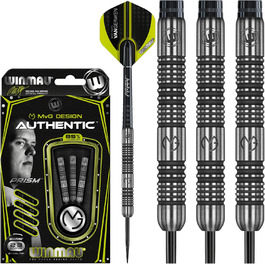 Дартс набір WINMAU Michael Van Gerwen MvG, вольфрамові, сталевий наконечник, з призматичними крилами та шафтами