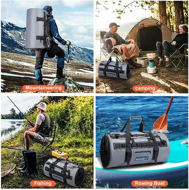 Водонепроникний мішок Blueshyhall Dry Bag 30L (60L) - рюкзак, ролтоп, для каякінгу, кемпінгу, риболовлі, плавання, серфінгу, рафтингу (сірий)