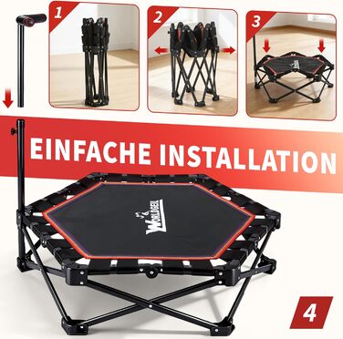 Складаний фітнес-батут для дому з регульованою ручкою, навантаження до 150 кг, Ø 86.5 см, для дорослих та дітей (Colorful)