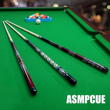 Більярдний кий ASMPCUE 58'' з чохлом з PU шкіри, канадський клен, 13 мм наконечники, для професійних гравців