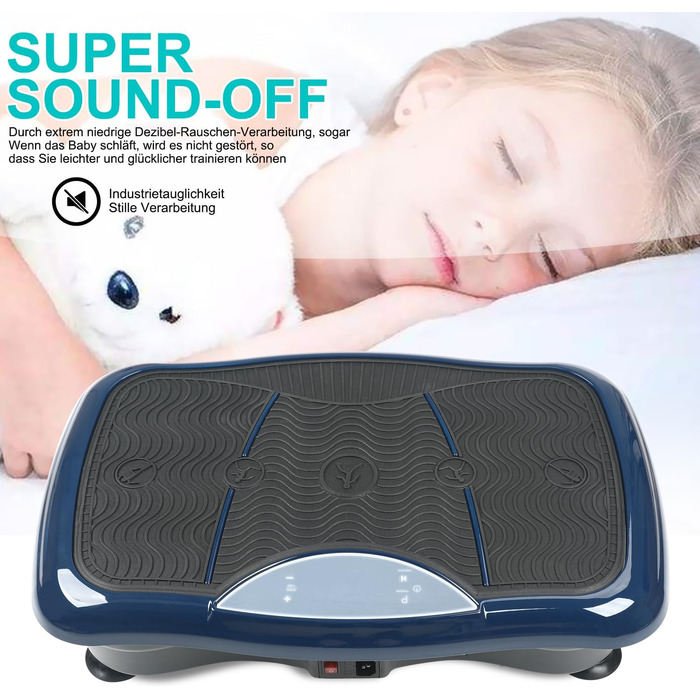 Віброплатформа для тренувань всього тіла Triclicks - 5 програм, з пультом, стрічки, для дому, схуднення, блакитна