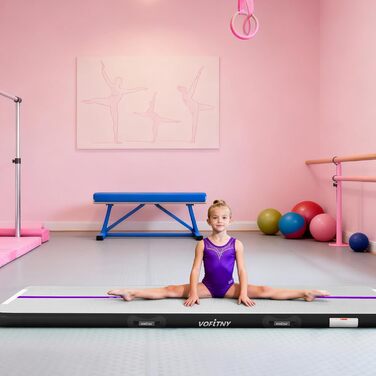 Гімнастичний надувний мат VOFiTNY товщиною 10/20 см для дому, парку та води. Розміри: 3/4/5/6 м. Підходить для йоги, акробатики та тренувань. Кольори: фіолетовий/чорний