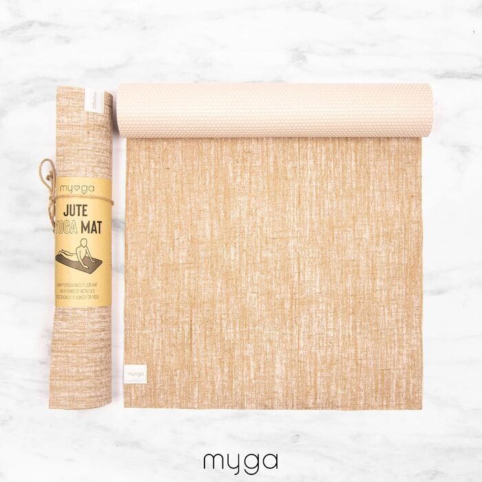 MYGA килимок для йоги з джуту Aqua, нековзкий, для фітнесу, пілатесу, медитації, з ременем для перенесення, універсальний для дому та студії, для чоловіків і жінок
