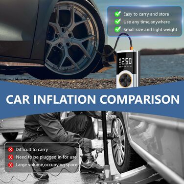 Електричний компресор LOVPIS для велосипеда, авто, мотоцикла, м'ячів (150PSI, 4000mAh)