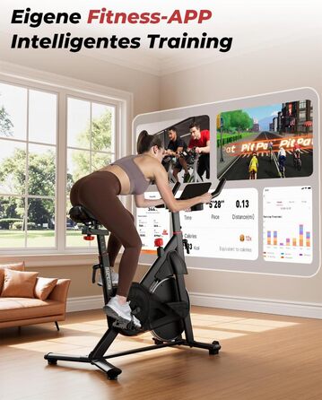 Велотренажер спінінг Heimtrainer Fahrrad з додатком, 15 кг маховика, чорно-червоний