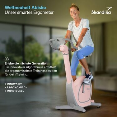 Skandika Ergometer Abisko Рожевий: Електричний велотренажер з EMS-опором, керуванням через додаток, автоматичним регулюванням сидіння та керма, 36 рівнів опору | Для дому