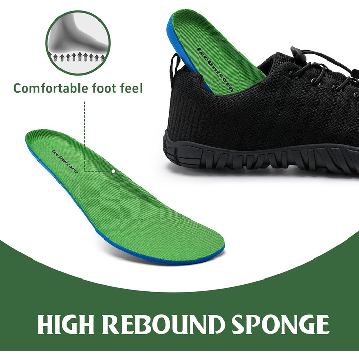 Barefoot Shoes IceUnicorn для жінок та чоловіків: кросівки для трейлу, плавання та відпочинку на пляжі (46 EU, чорний)