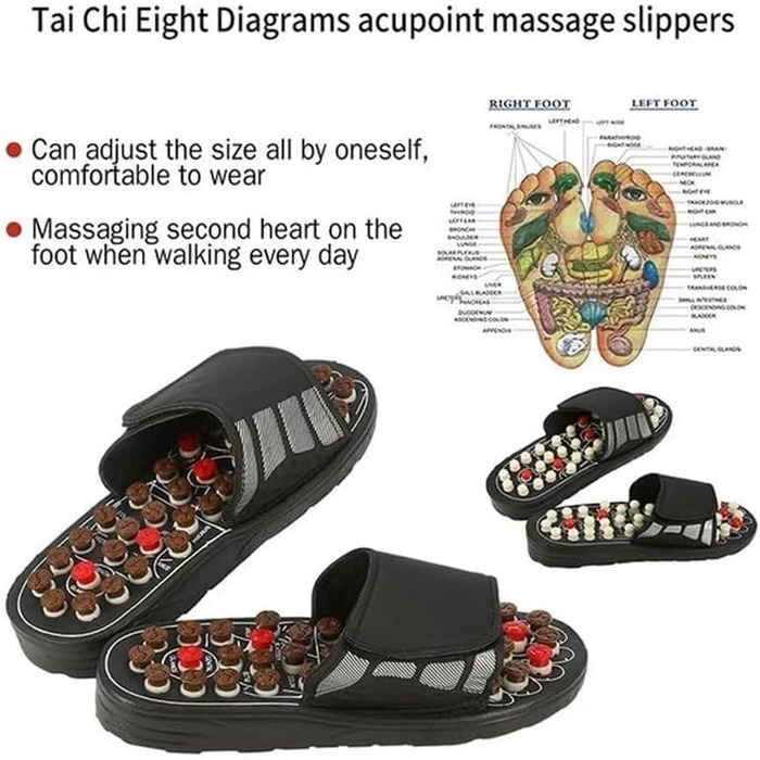 Домашні тапочки з акупресурою, масажер для ніг, сандалії з точками впливу, тапочки для масажу ніг, акупресура, тапочки, зняття стресу, ручні масажери (38–39), подарунок для мами та тата 38-39