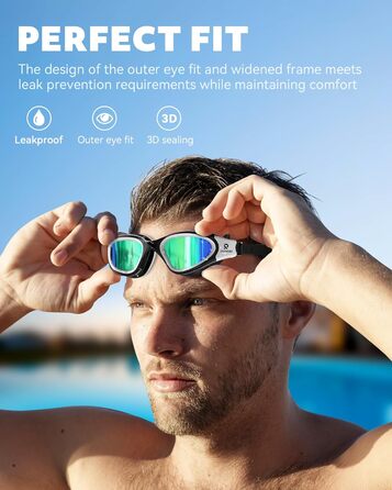 Окуляри для плавання, дорослі, поляризовані, для жінок та чоловіків, без протікання, широке поле зору, захист від УФ-випромінювання, антизапітніння, комфортні, золоті