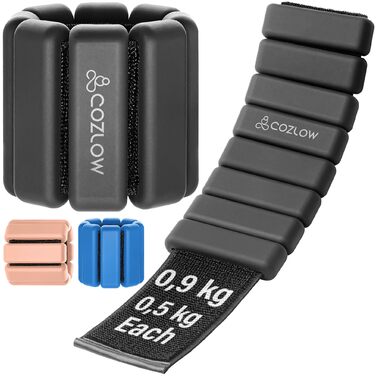 Обвагрузки для зап'ясть та щиколоток Cozlow, набір 2 шт по 0.45 кг (1 lb), чорні, для чоловіків та жінок