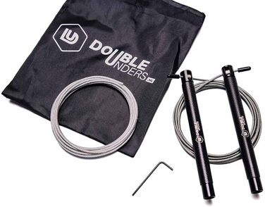 Скакалка Springseil Speed Rope: регульований, для CrossFit, боксу, фітнесу. Металеві ручки, срібно-чорний колір