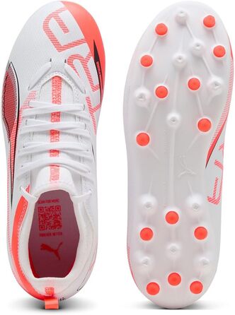 Дитячі футбольні бутси PUMA Ultra 5 Match Mg Jr - біло-чорні з червоними світловідбивачами (32 EU)