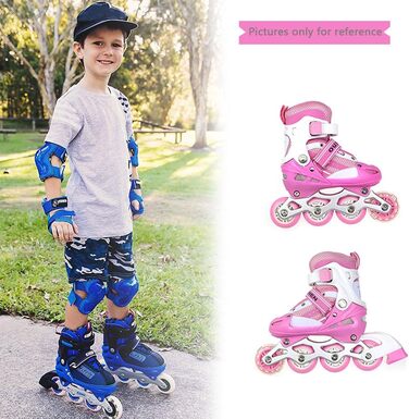 Дитячі ролики Supfine – зручні ролики з підсвічуванням, регульовані розміри 31-38, для дівчаток та хлопчиків (рожеві, S:31-34)