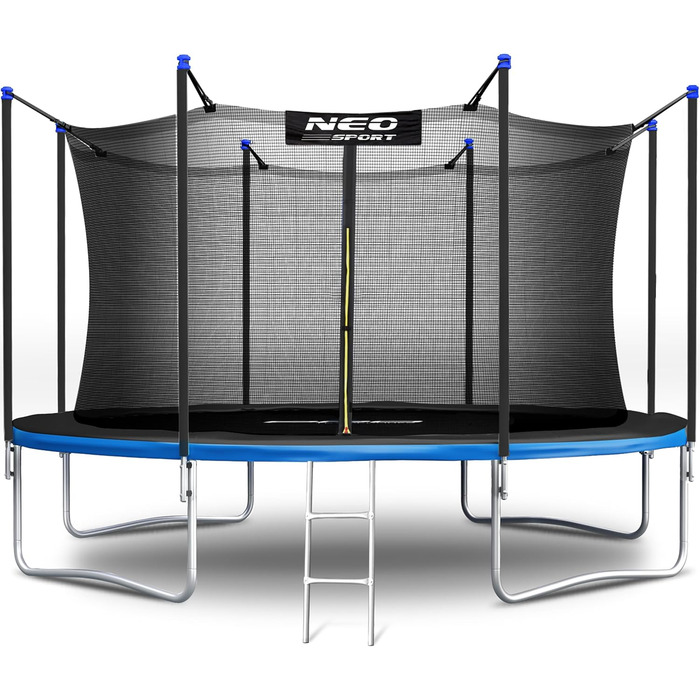 Трамплін Neo-Sport для дітей на відкритий простір з захисним сіткою та сходами. Діаметр 374 см (12 футів). Погодні умови, стійкий до іржі, безпечний та надійний.