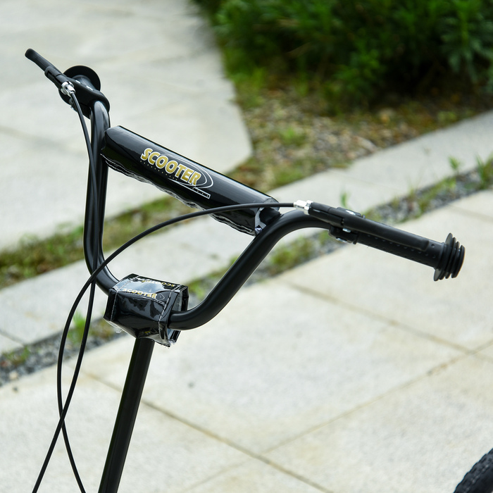Дитячий самокат HOMCOM від 5 років Scooter Kick Scooter 12 дюймів пневматична шина гума алюміній чорний, регульована висота 120x58x85-95см