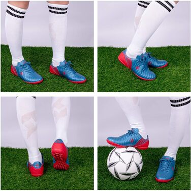 Дитячі футбольні бутси для хлопчиків та дівчаток FG/AG/TF, професійні, для тренувань та гри на траві, Outdoor, блакитний/червоний, 32 EU