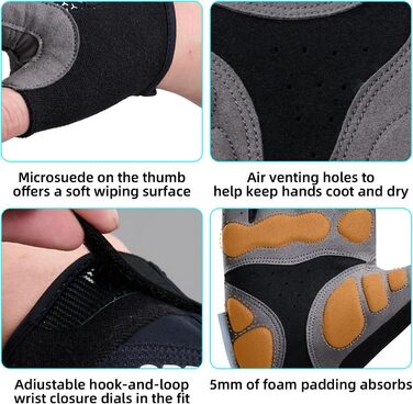 Велосипедні рукавички без пальців, з підкладкою, для гірського велосипеда, антиковзаючі, дихаючі, чорні, для чоловіків та жінок, розмір S